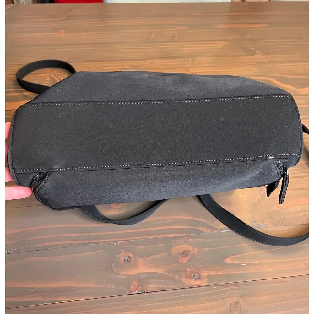 Vintage 90s Enzo Angiolini Black Large Flapover Shoulder Bag Credit Card Storage
